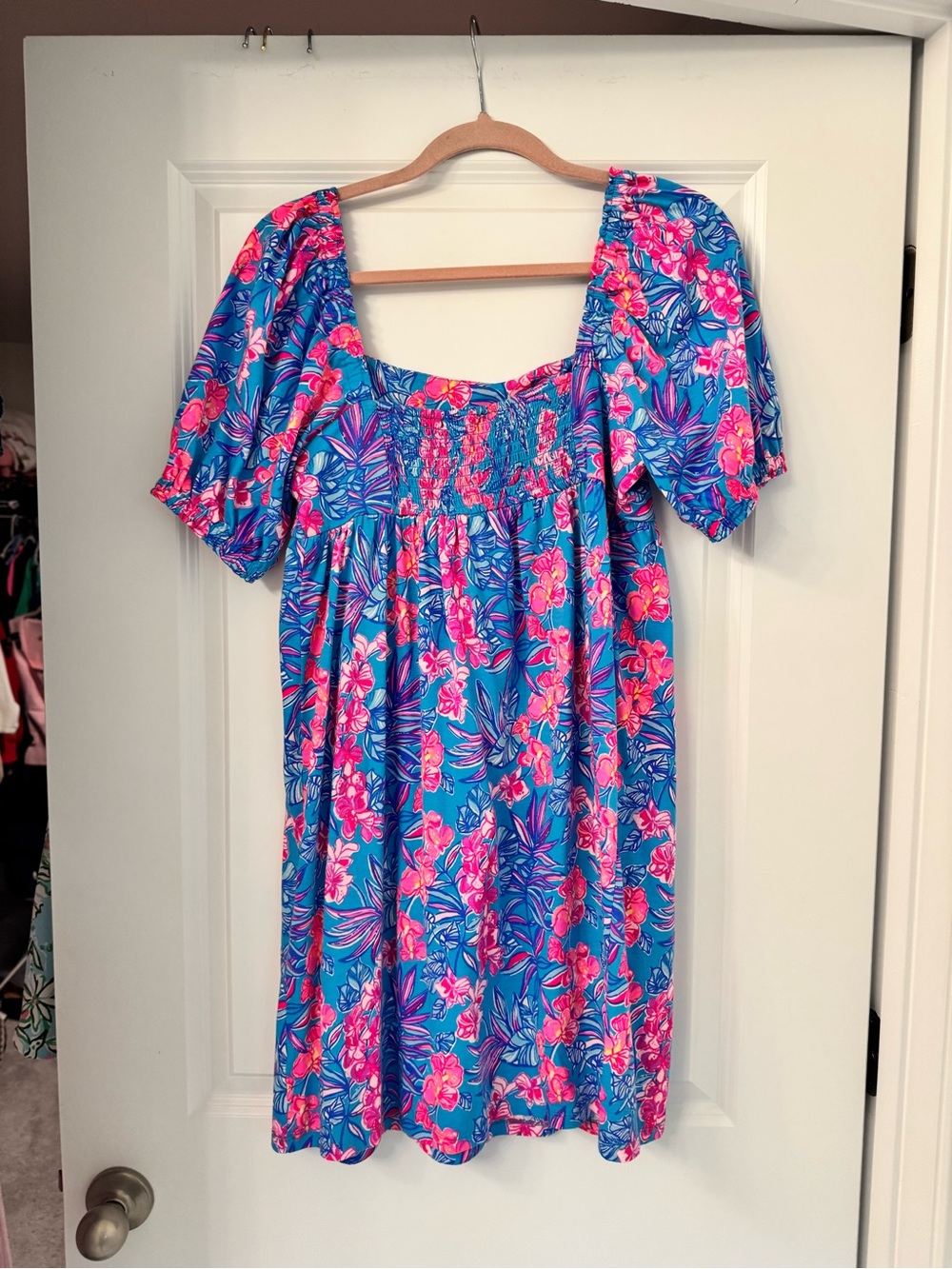 Lilly Pulitzer Blue Dress with Pink Floral Print - Picture 3 of 4